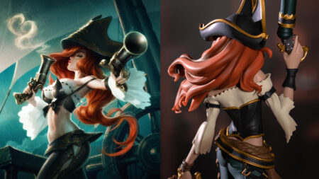 League of Legends champion Miss Fortune and Miss Fortune Unlocked statue
