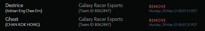 Galaxy Racer Esports pick up Meracle and Poloson Dota 2, Destrice and Ghost out of Galaxy Racer Esports