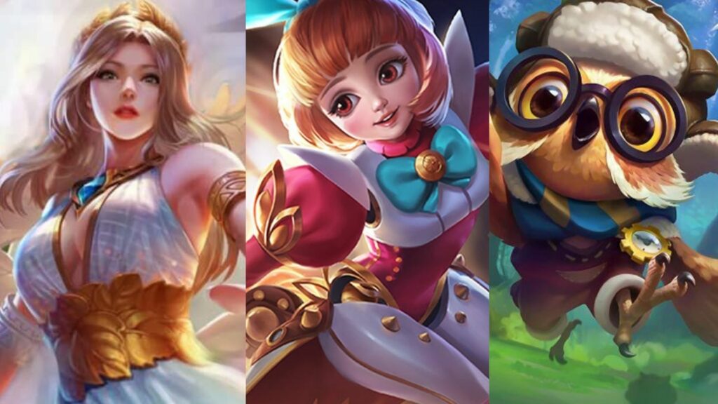 Mobile Legends: Bang Bang heroes, Rafaela, Angela, and Diggie