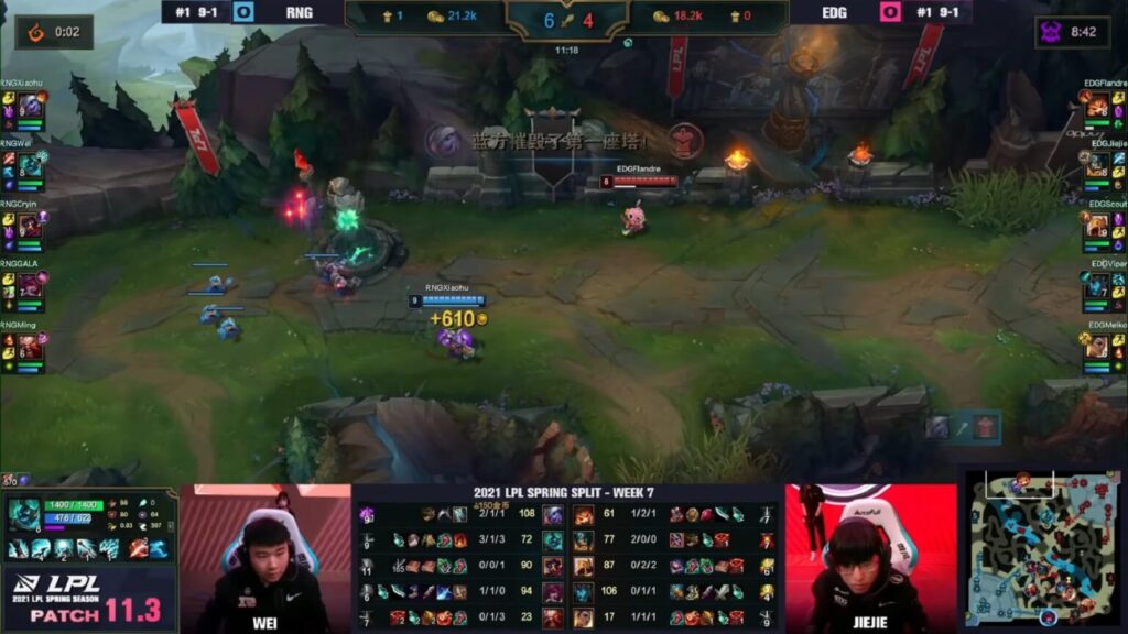 LMHT: Xiaohu đánh Tristana đường trên, RNG tiếp tục bay cao tại LPL Mùa Xuân 2021