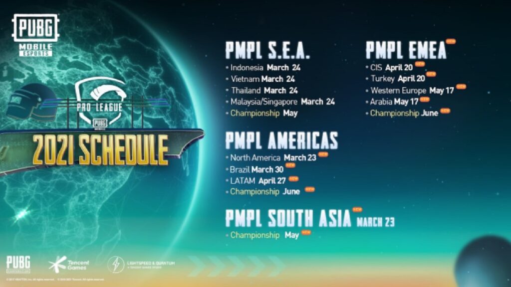 PUBG Mobile sẽ tổ chức giải đấu PMPL ở 7 khu vực mới vào năm 2021