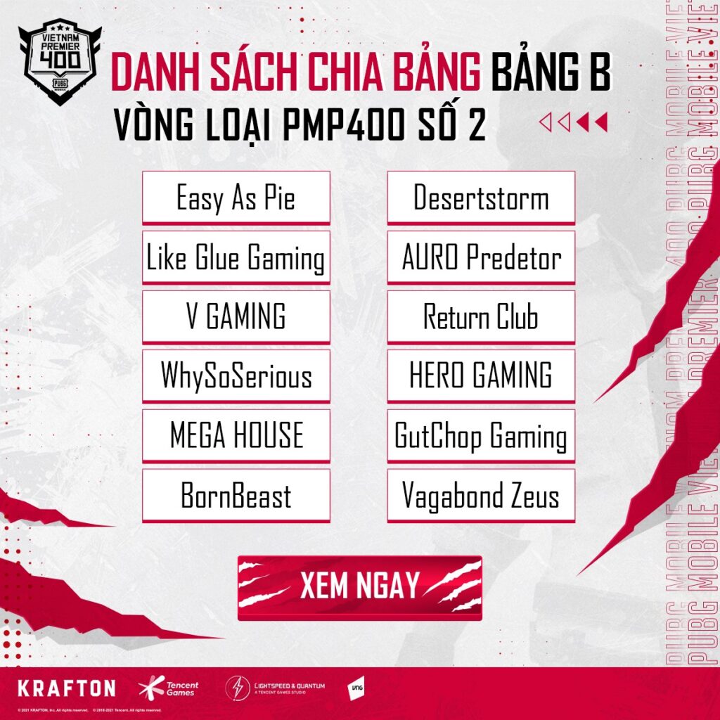 PUBGM: Giải đấu PMP400 2021 số 2 đã trở lại Bảng B PMP400