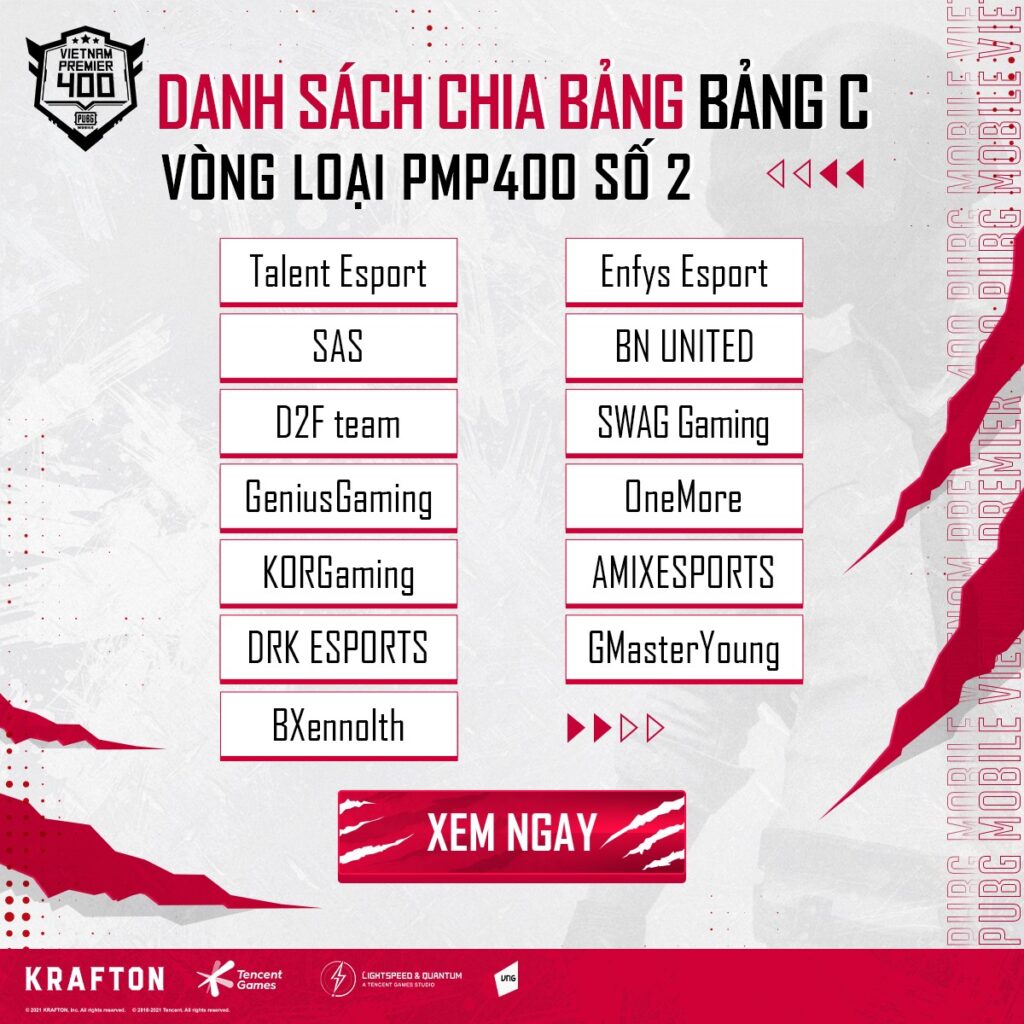 PUBGM: Giải đấu PMP400 2021 số 2 đã trở lại Bảng C PMP400