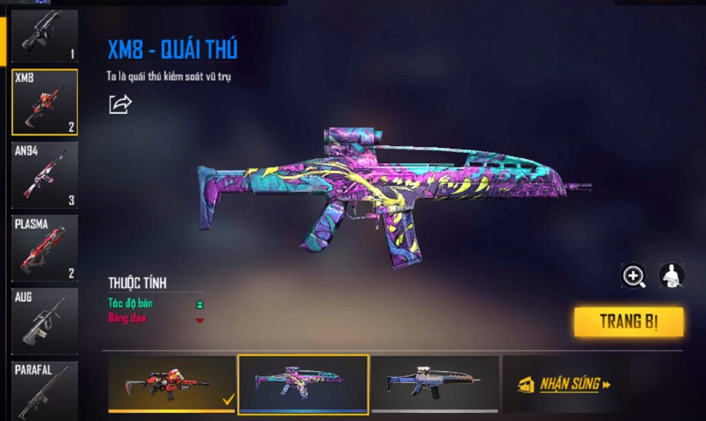 Free Fire: Đánh giá XM8 Lôi Thần so với Bão Lửa và Quái Thú XM8 Quái Thú