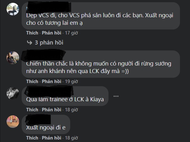 Kiaya úp mở chuyện không còn đứng trên sân khấu VCS, cộng đồng suy đoán 'Chiến Thần' sẽ giải nghệ Bình luận dưới bài viết của Kiaya