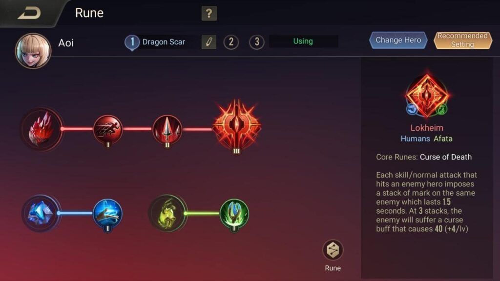Arena of Valor, Aoi, Runes